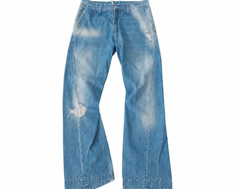 Y2K Levis Engineered Jeans Wide Leg Washed Denim Side Zip Pocket