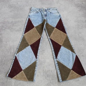 パンツ 70s Levi's Corduroy Patchwork Flare 70s Levi Corduroy Bellbottoms - Etsy