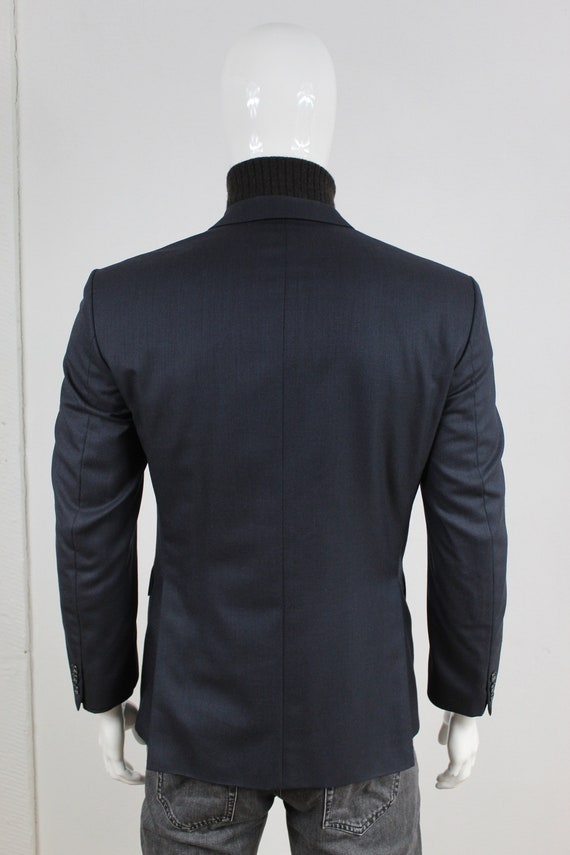 ジャケット SAINT LAURENT DARK BLUE WOOL BLAZER Yves Saint Laurent YSL Navy Blue Men's Sport Coat Blazer