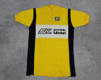 Maillot Cycliste Vintage Santini Team Molteni – Laine Mélangée, Taille L, Années 80, Italie