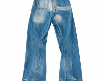 Y2K Levis Engineered Jeans Wide Leg Washed Denim Side Zip Pocket
