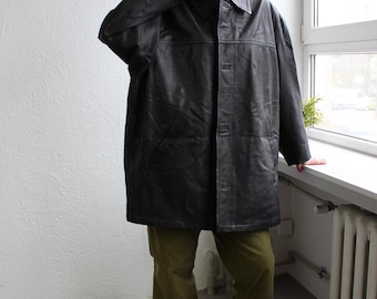 Archive Vintage Patchwork Leather Jacket 90s | Black Oversized