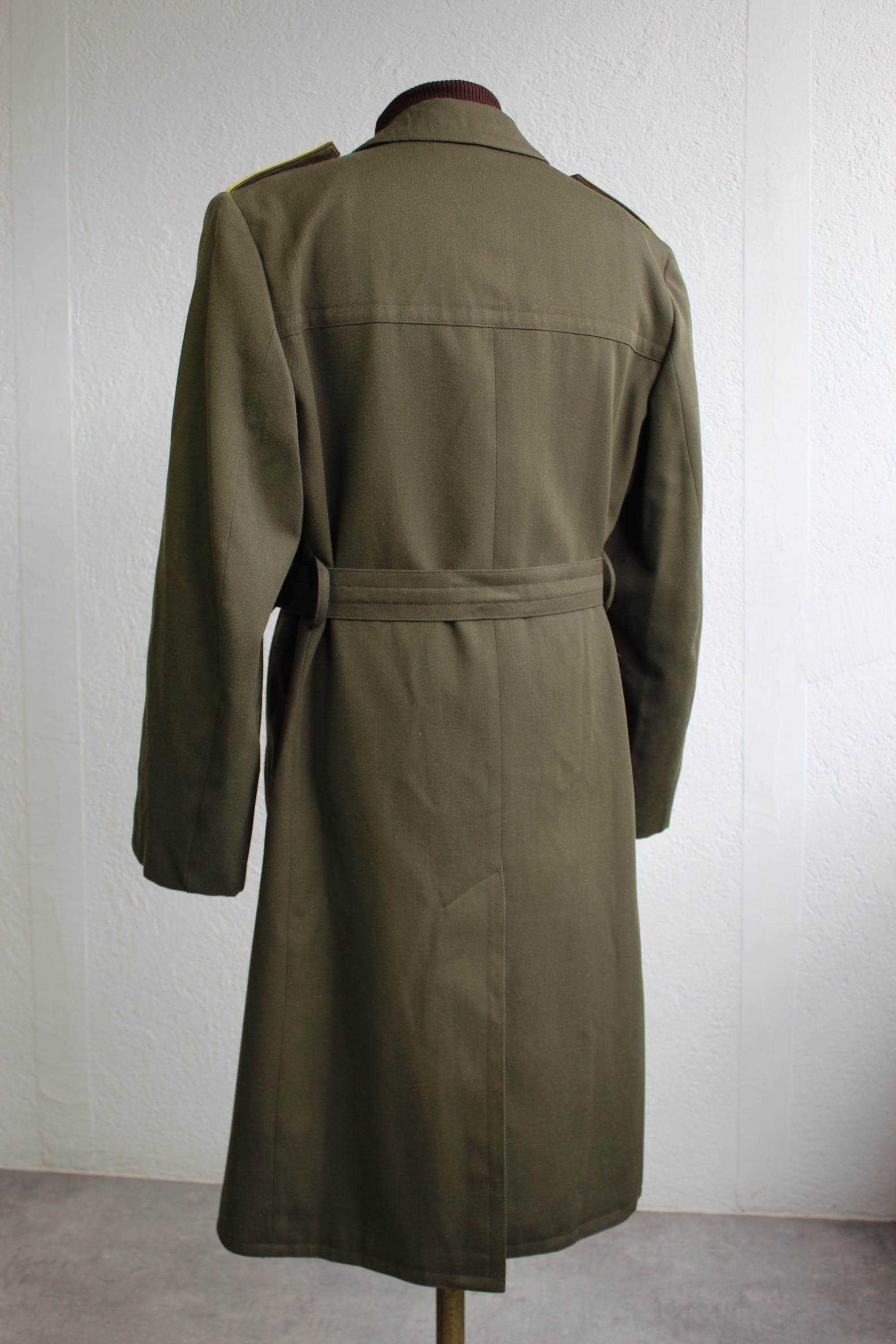 Green Military Coat Gold Button Wool Overcoat Double Breasted Long