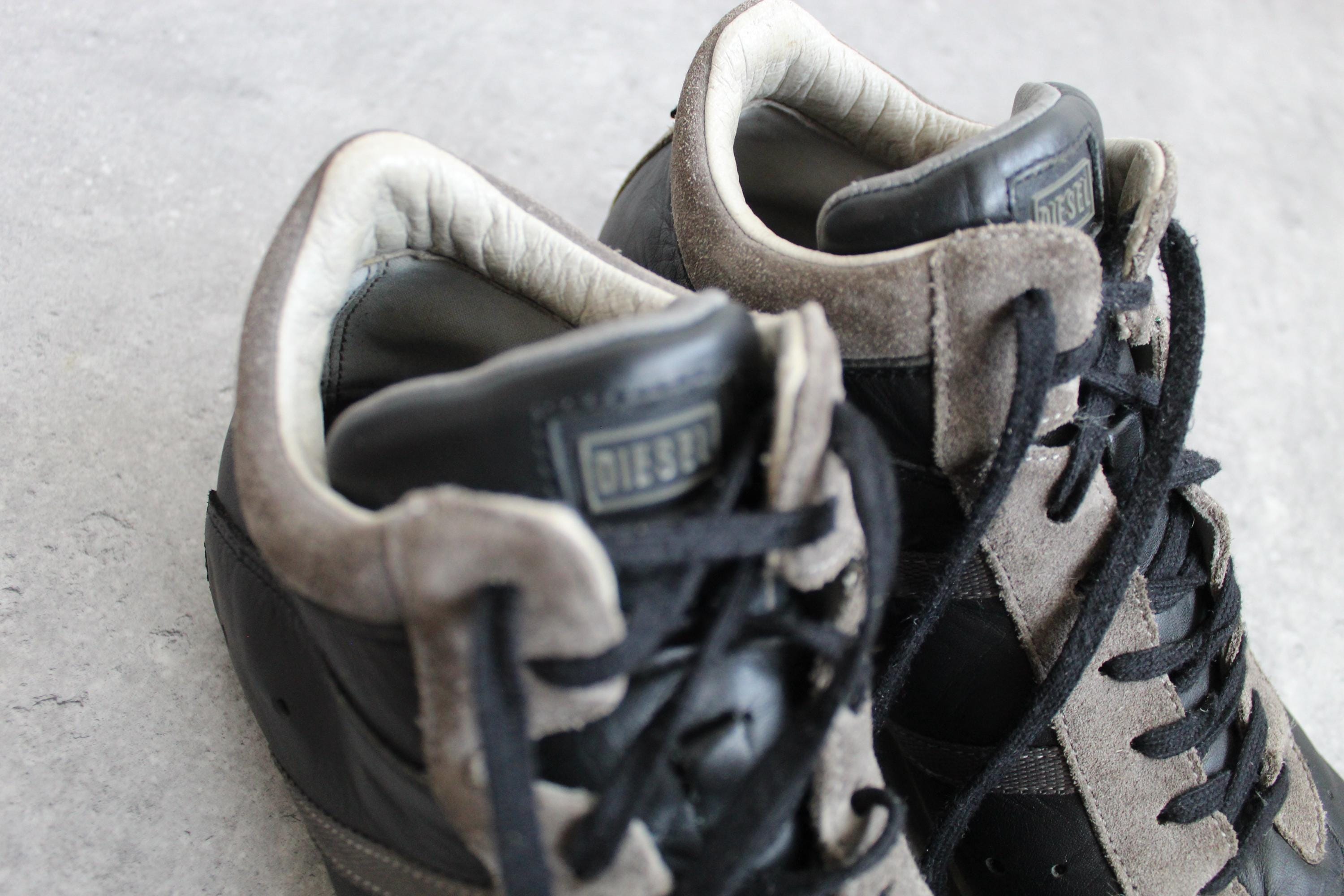 Y2K Diesel Square Black Leather Sneakers Boots EU41 UK8 US10 - Etsy