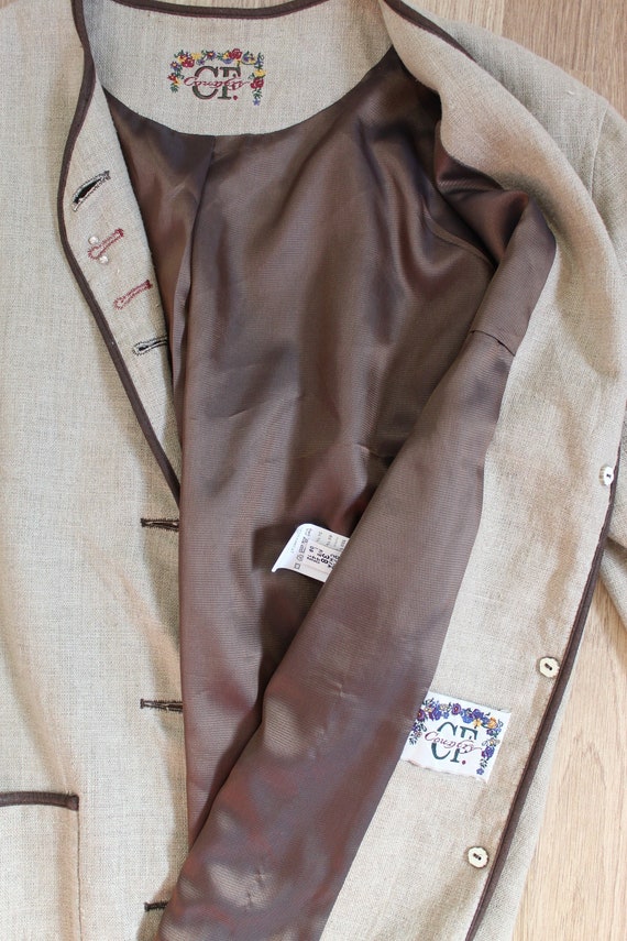 ジャケット・アウター 70s 80s GERMANY linen tirolean jacket 80s Trachten Jacket Linen Blazer Tyrol Austrian Alpen Jacket