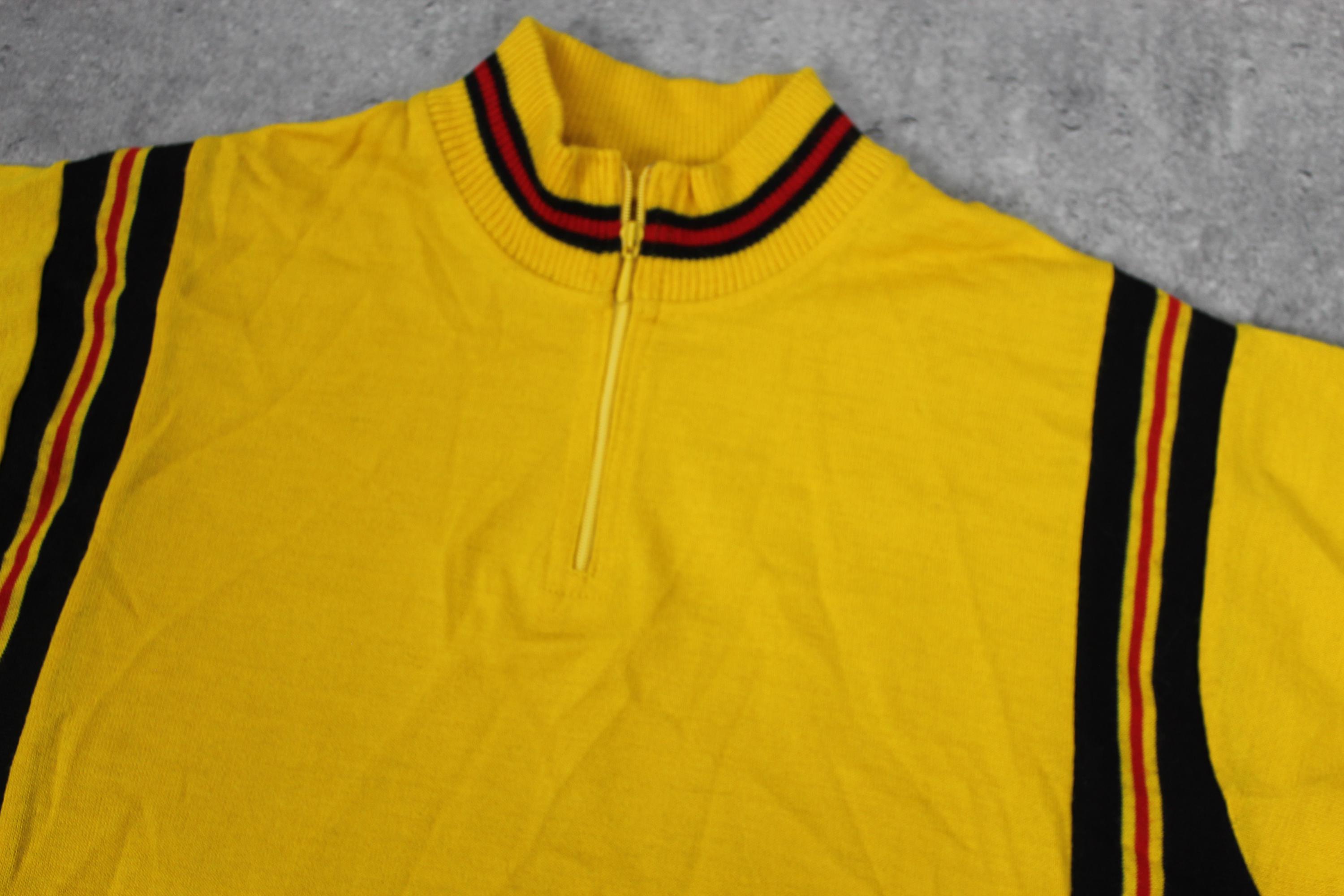 Yellow Cycling Jersey 70s DEADSTOCK Bike Shirt Bicycle Wool