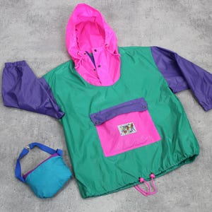 Veste de pluie vintage coupe-vent respirante anorak léger Good Time Transform Bag DEADSTOCK NOUVEAU Ancien stock