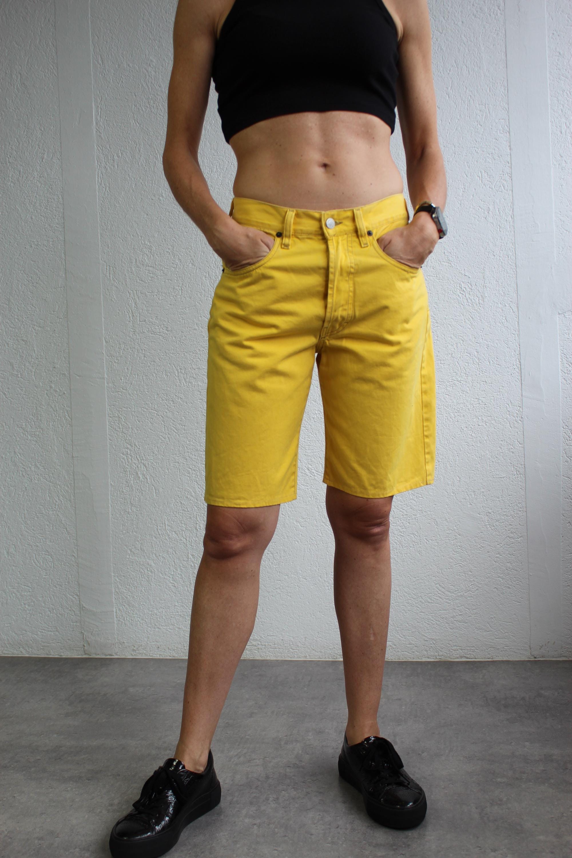 Vintage Diesel Yellow Denim Shorts 90s Denim Bermuda Shorts Jean