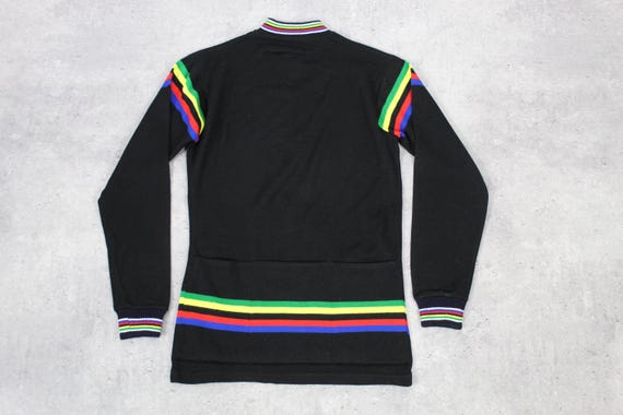 Maillot de cyclisme rétro vintage des années 70 à manches longues Rare cyclisme laine italienne nylon acrylique rouge bleu Maillot Made in Italy haut de piste pour vélo - France