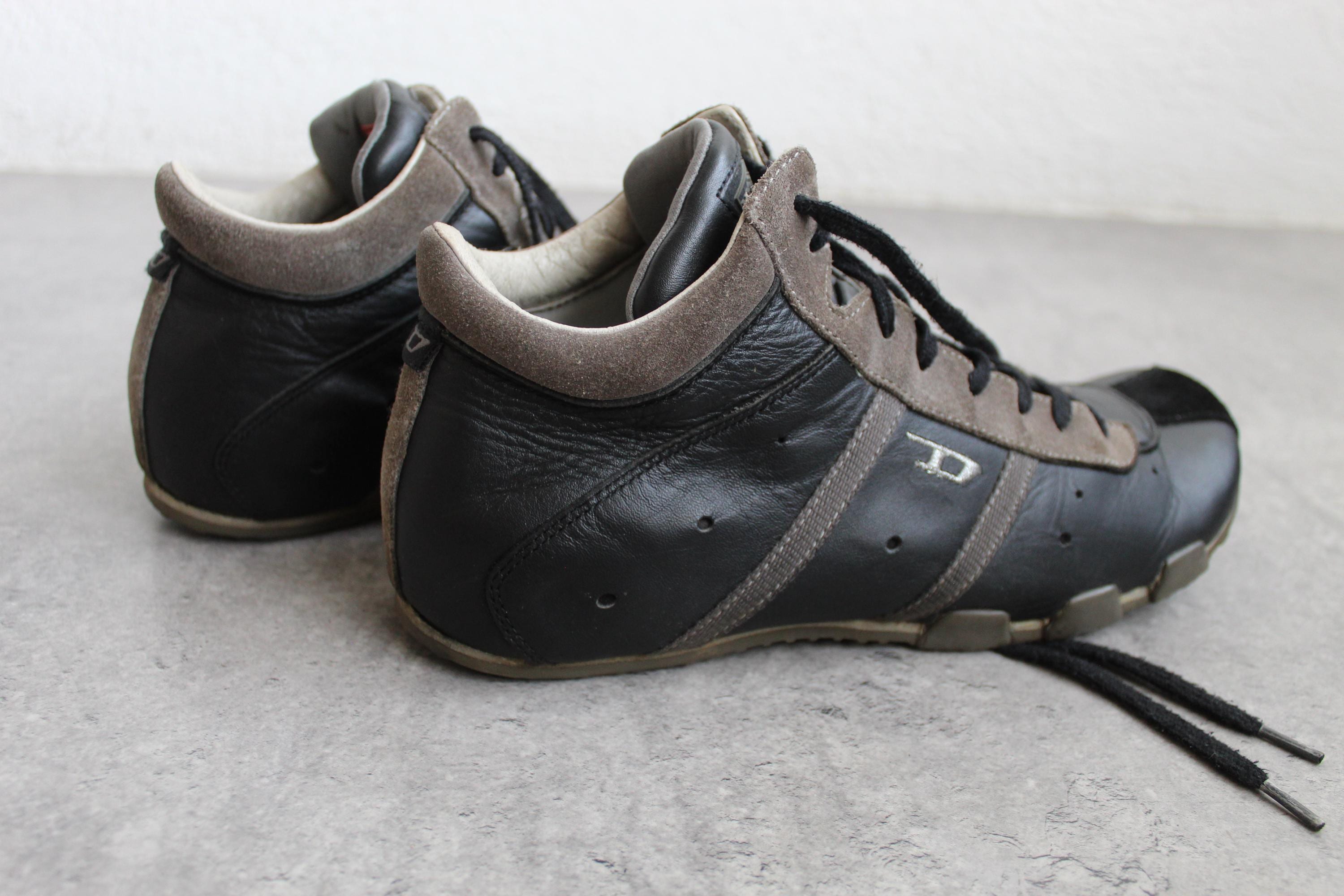 Y2K Diesel Square Black Leather Sneakers Boots EU41 UK8 US10 - Etsy