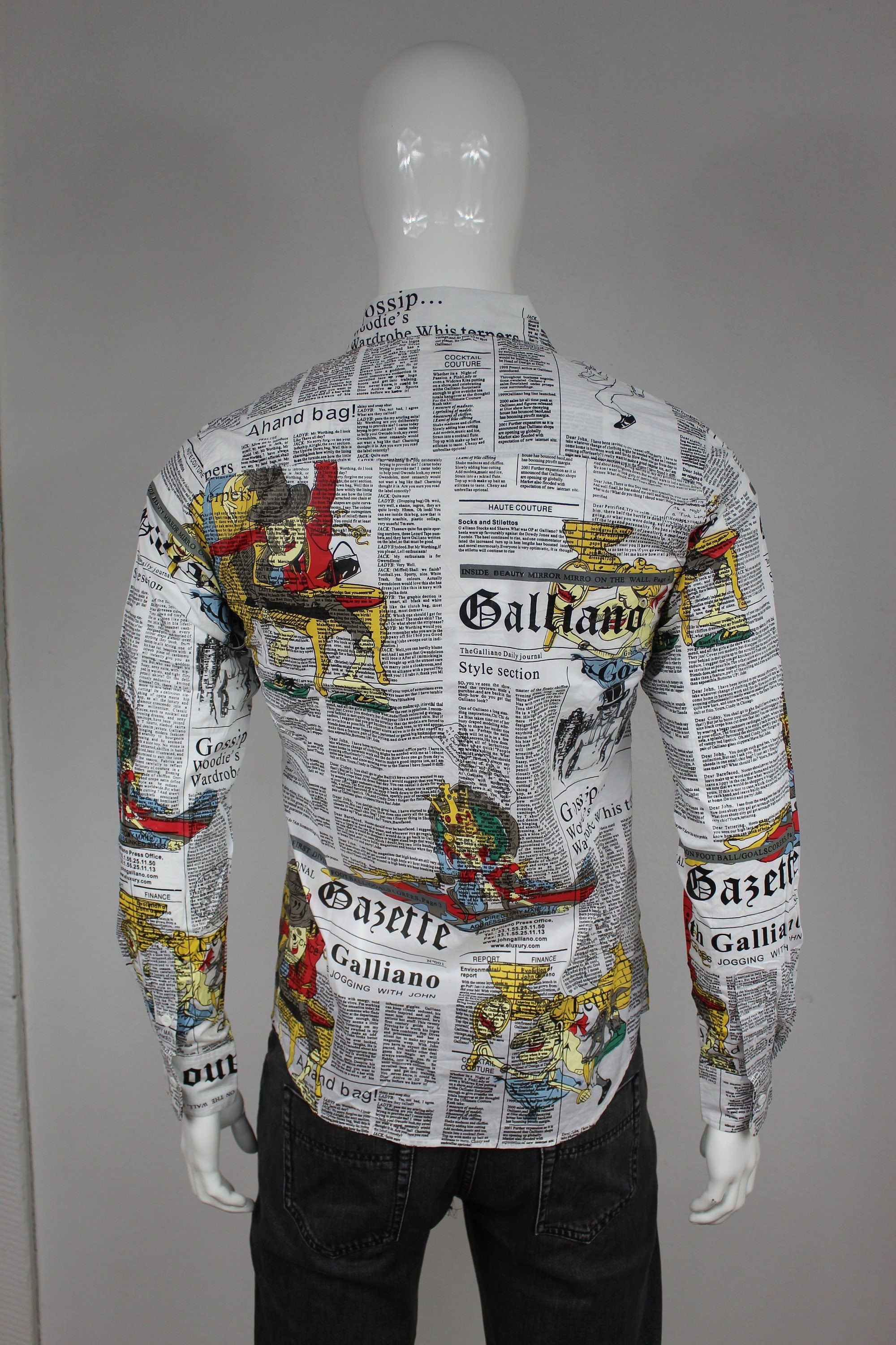 JOHN GALLIANO Shirt Gazette Print Newspaper Women's Large