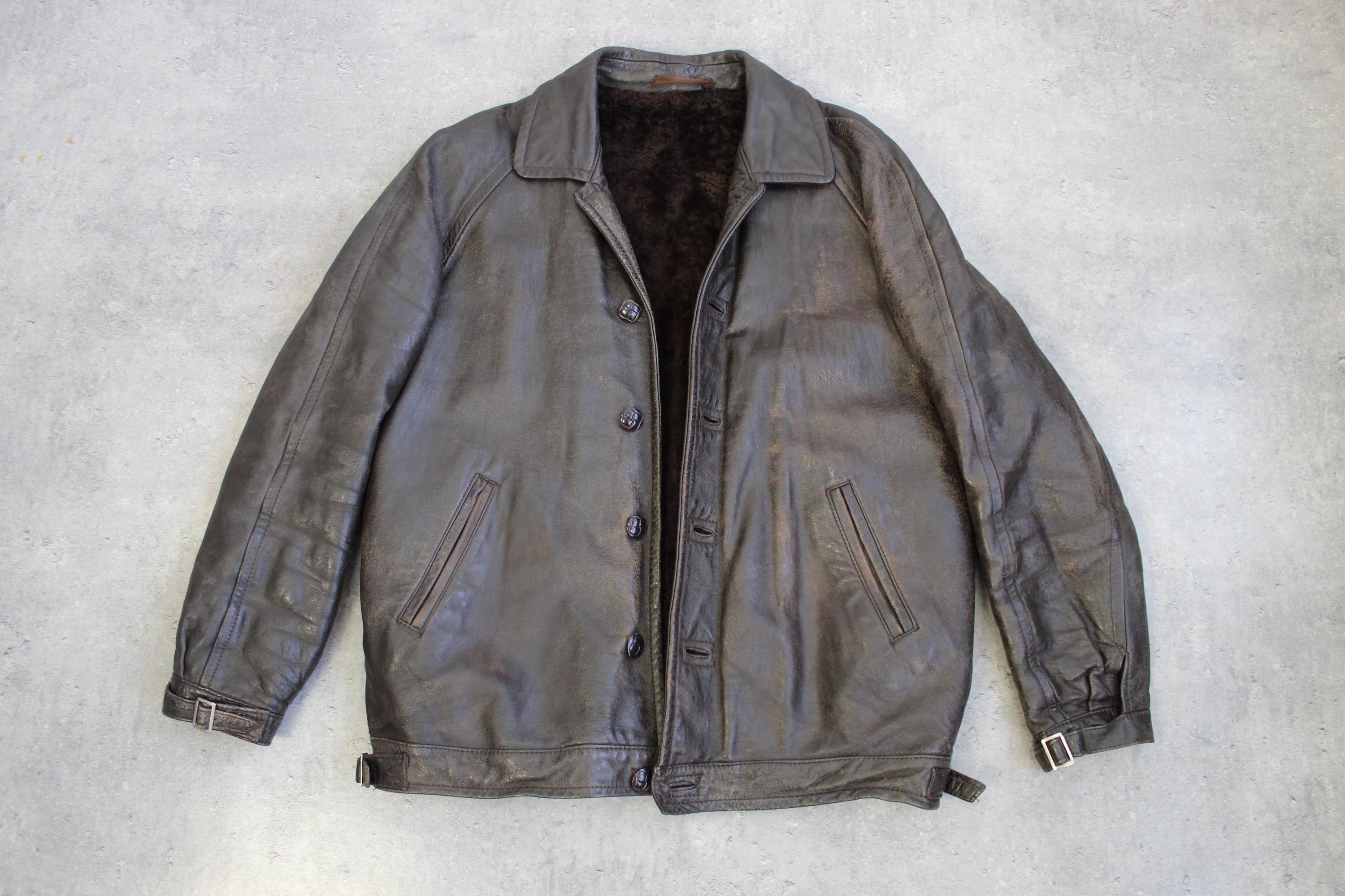 ジャケット・アウター 1950-60s Sweden double leather jacket Swedish Army 40s Vintage Motorcycle Double Rider Leather