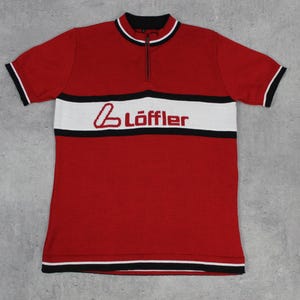 Maillot Cyclisme Vintage Laine Rouge - Taille M (tour De Poitrine 50 Cm) - Années 80-90