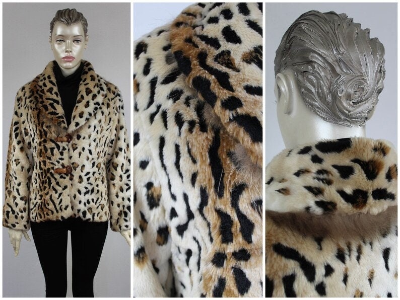 DJBM Women's Sexy Elegant Vintage Leopard Print Lapel Faux