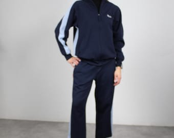 Bottom Track Suit Y2k Fila Track Suit Navy Blue Two Piece Women Large, Mens S Set Jacket and Pants