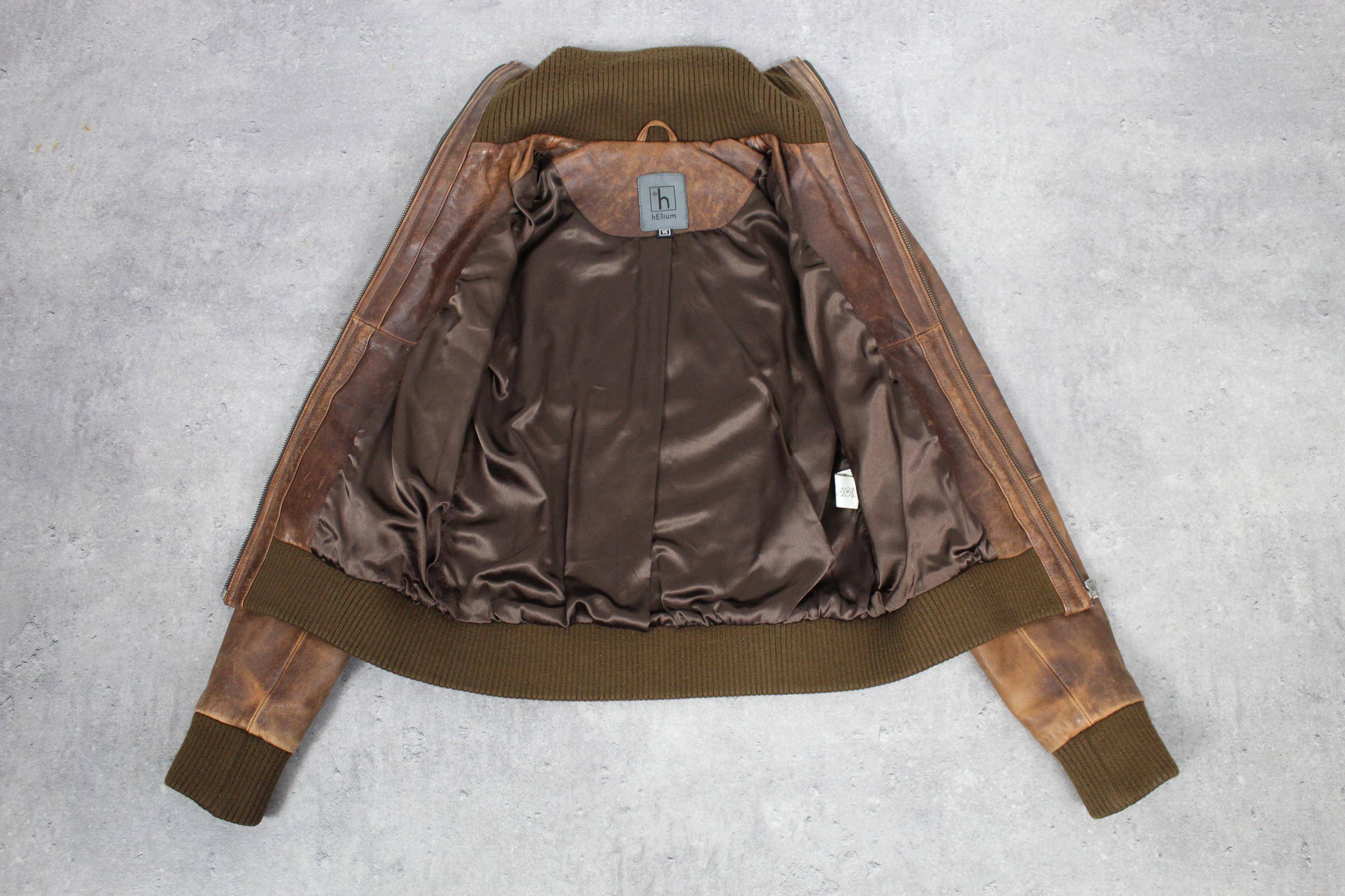 leather jacket brown archive y2k エディ期似 Vintage Y2K Leather Jacket Brown Distressed 2000s Jacket Cropped