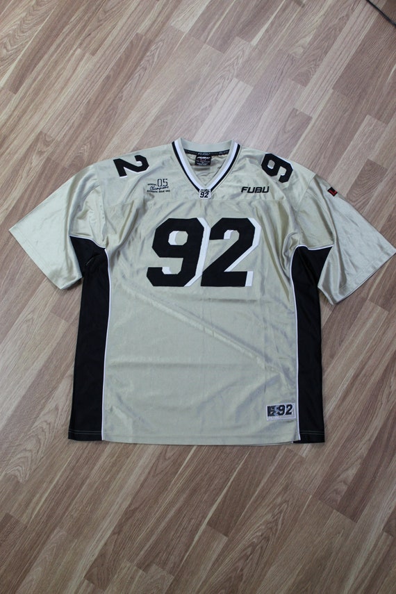 Gold FUBU 92 Jersey Y2K Silver Hip Hop Vintage T-shirt New York