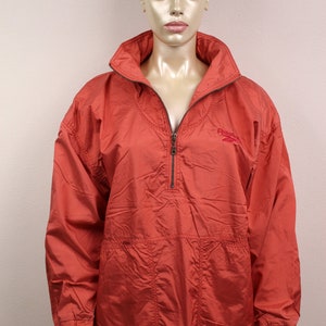Reebok Coral Jacket 80s Windbreaker Jacket Half Zip Pullover 90s Warm Up Old School Sportswear Oversize Vintage Large