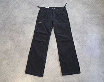 Y2K Ralph Lauren Wide-Leg Pants Black Corduroy Baggy Oversized Retro Loose Straight Leg Vintage Trousers 32/34