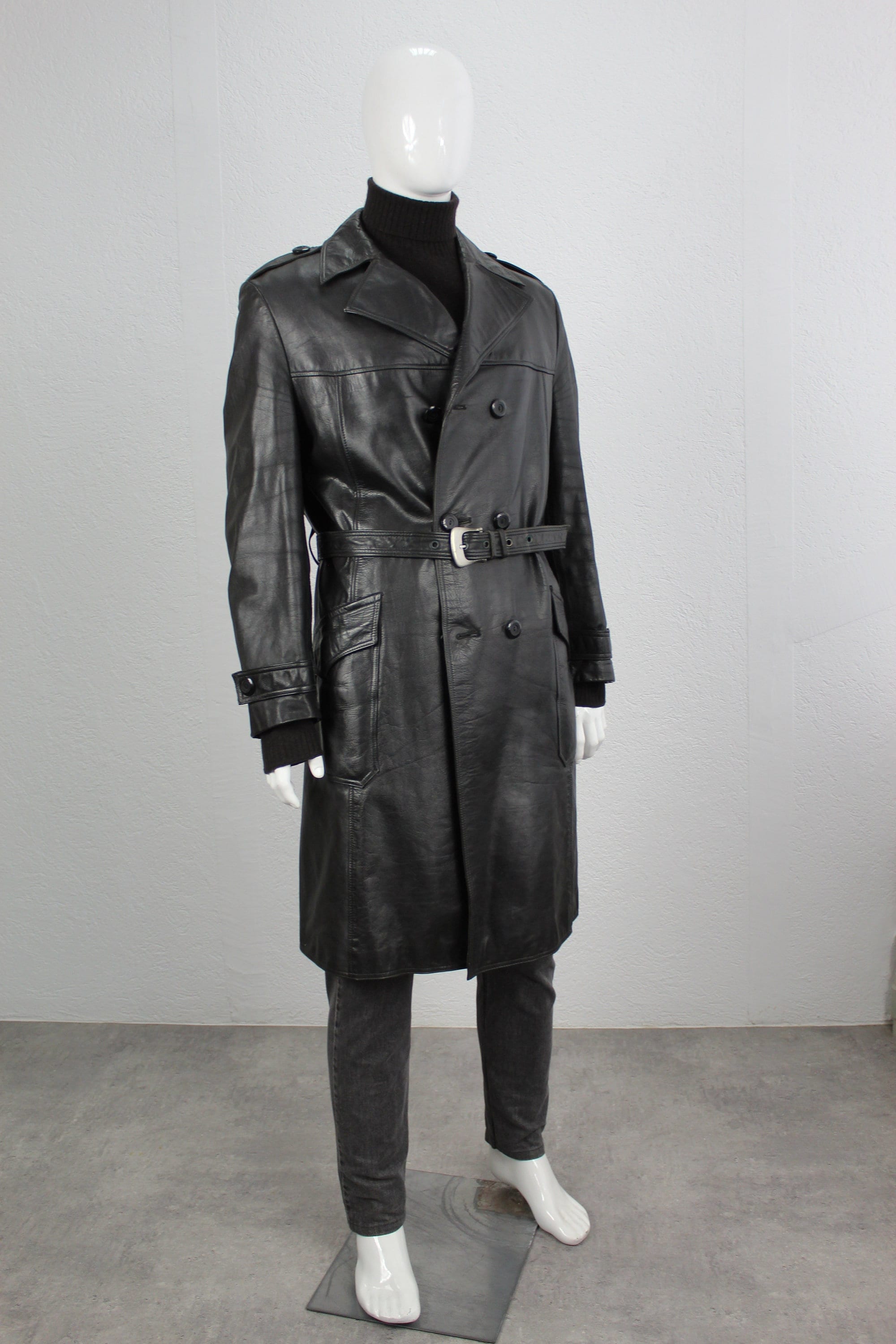 Damenmantel Ledermantel Mit GÃ¼rtel Herren Vintage 70er Jahre