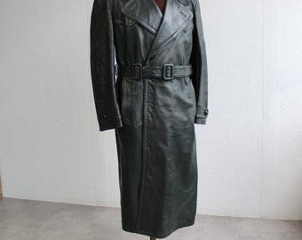 40s Motorcycle Coat Detachable Lining Trench Coat Brown Leather