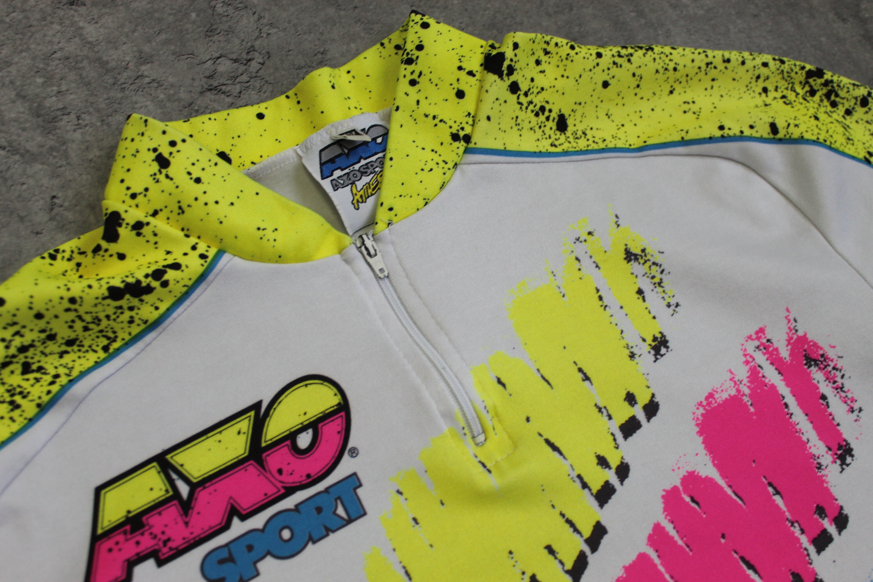 ウェア used cycling top chinatsu aoyama Vintage Cycling Jersey 80s Bike Shirt Blue Pink Neon Color