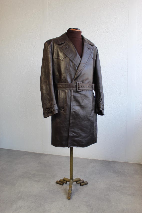 40er Brauner Mantel Herren 1940er Vintage Ledermantel Herren