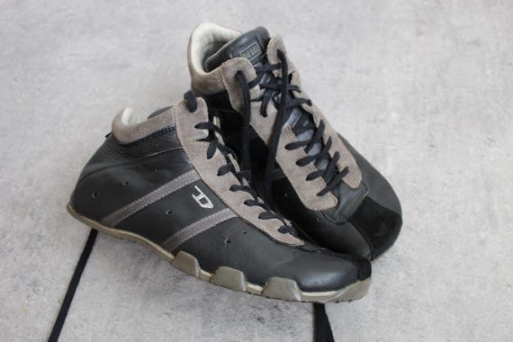 Y2K Diesel Square Black Leather Sneakers Boots EU41 UK8 US10 - Etsy