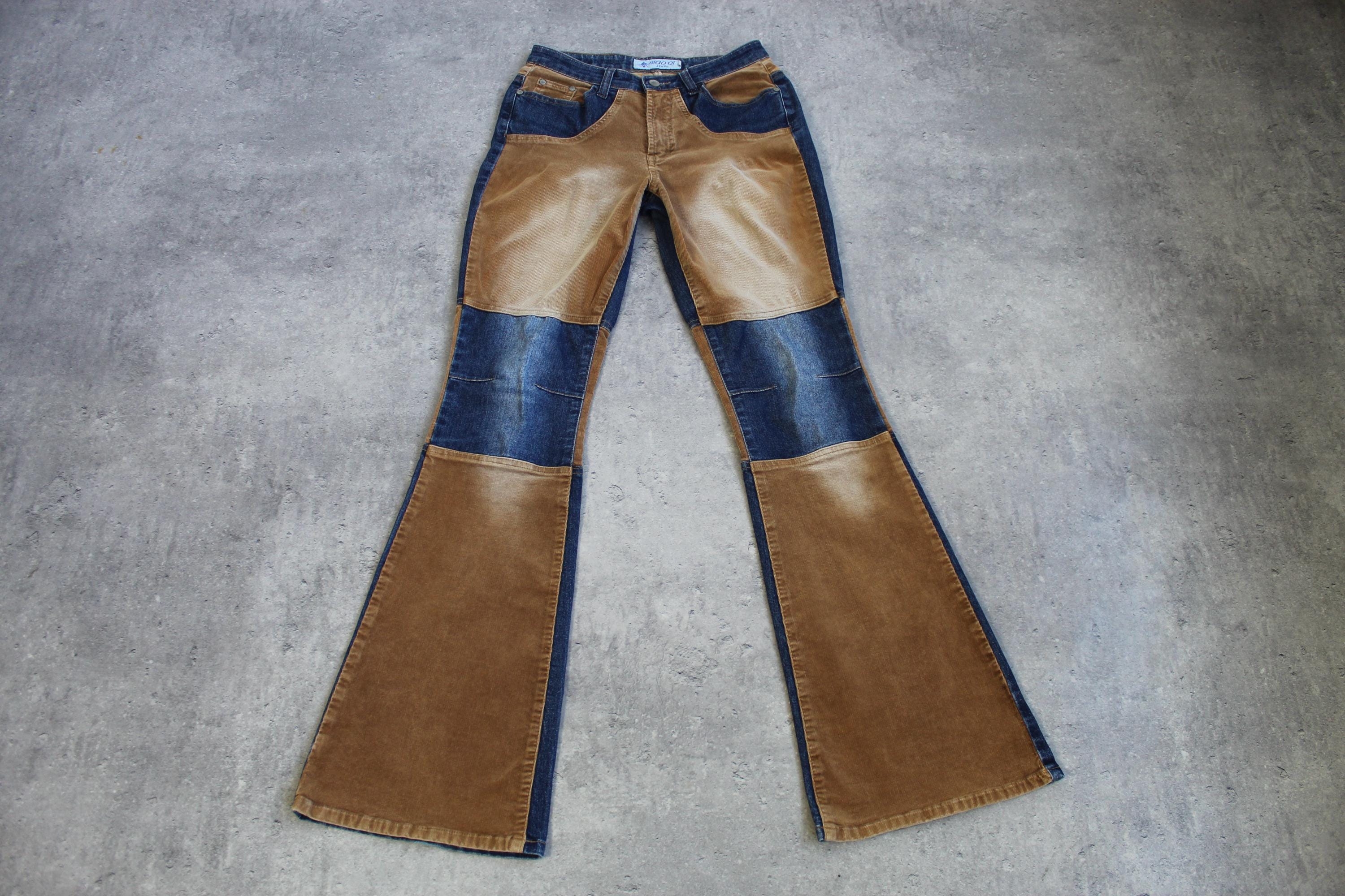 メンズ 00s denim corduroy docking flare pants