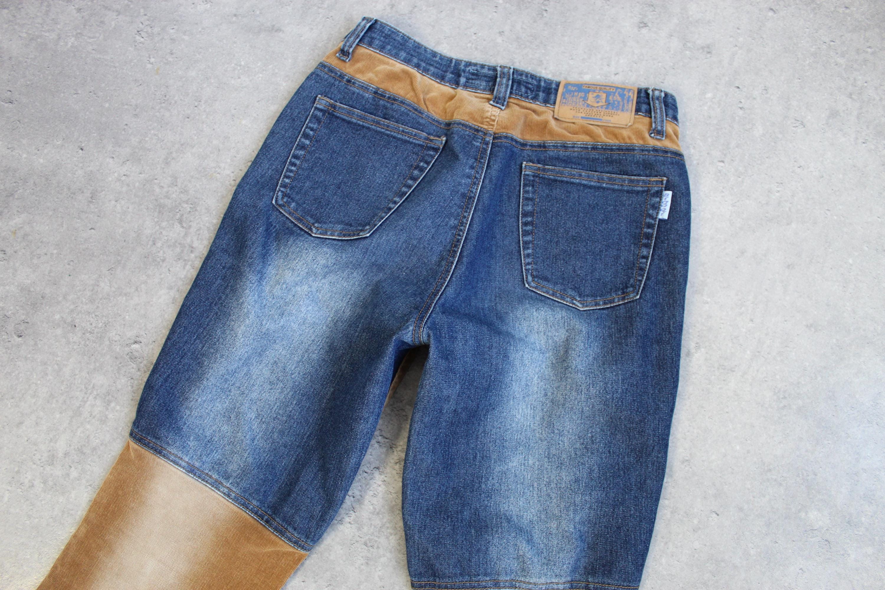 メンズ 00s denim corduroy docking flare pants