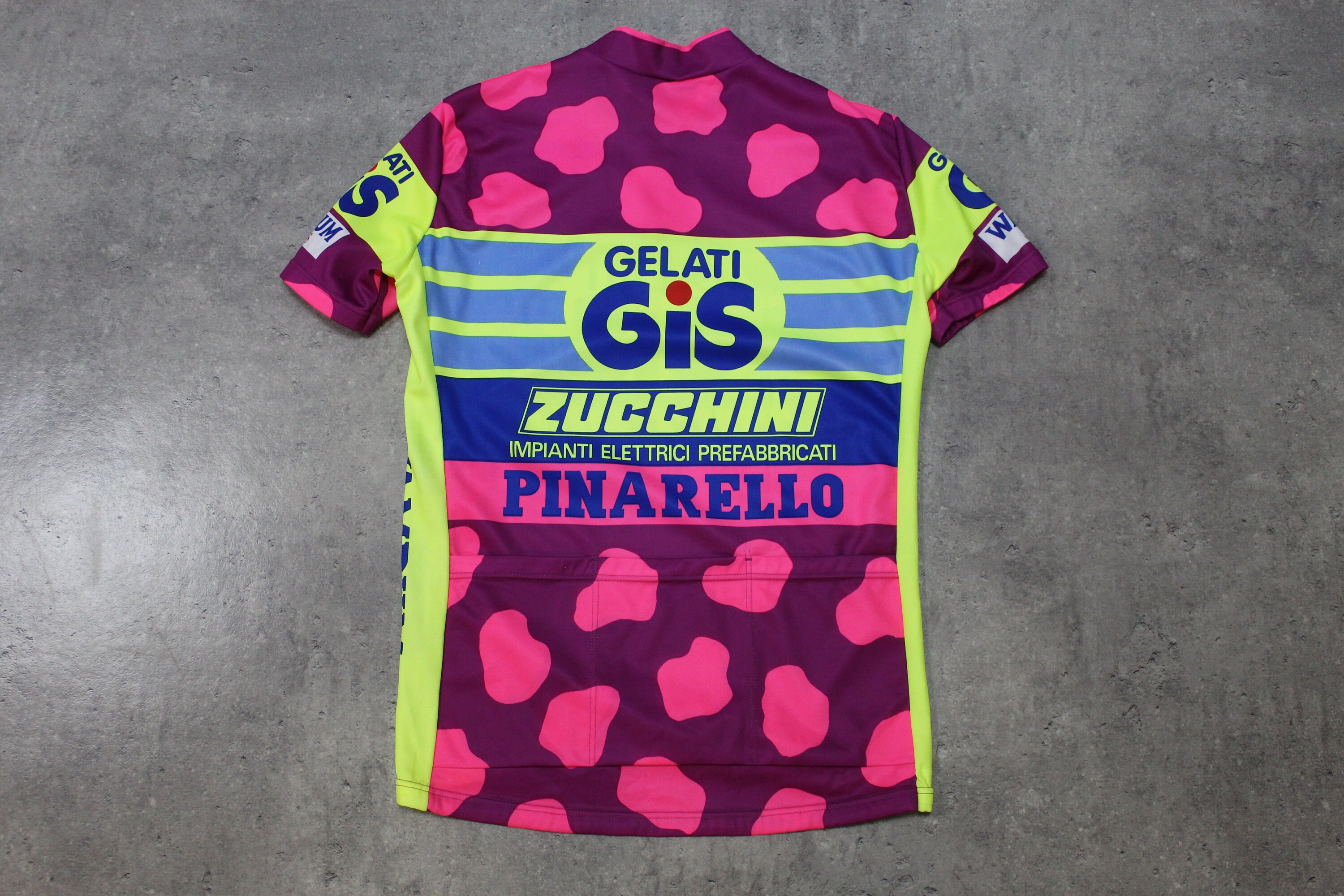 Gis Gelati Zucchini Cycling Jersey 90s Bike Shirt Pink Neon Color