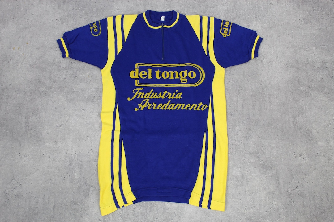del tongo サイクリングウェア DEL TONGO サイクリングジャージ 80年代 バイクシャツ ブルー イエロー