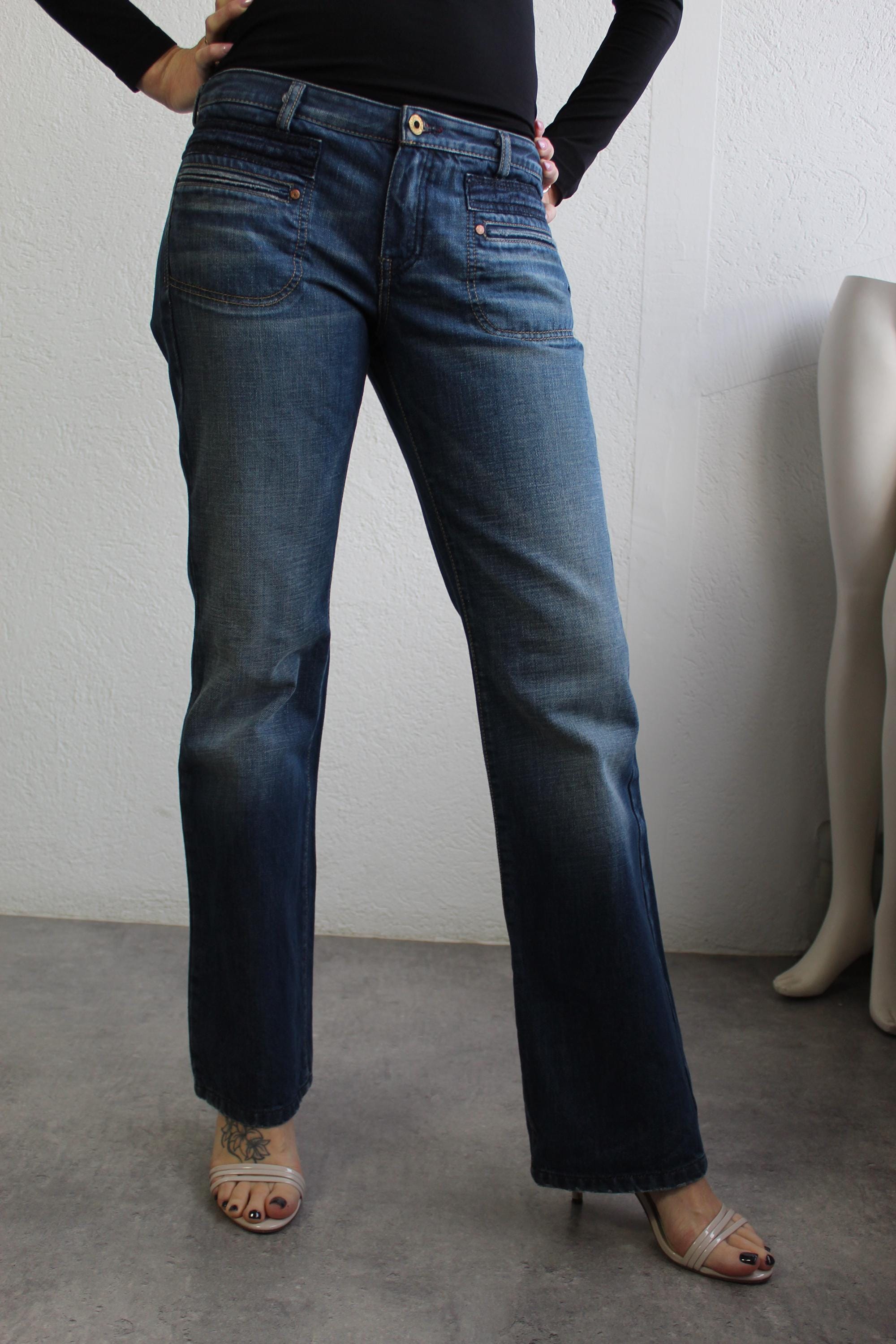 Vintage Y2k Diesel Flared Bootcut Jeans Jeans in Blue 2000s Denim 