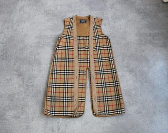 Vintage Burberrys Plaid Coat Lining Liner Wool Vest Nova Check Sleeveless
