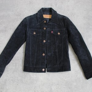 Vintage Levis Suede Jacket 70s Biker Trucker Black Button up