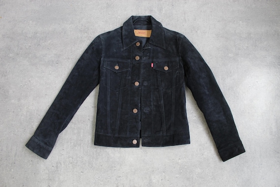 1970s Levi’s USAvintage suède jacket Vintage Levis Suede Jacket 70s Biker Trucker Black Button up