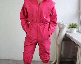 adidas Vintage Pink Jumpsuit Jumper Vintage 90's Romper 3/4 Leg length Retro Sport Style Small / Medium