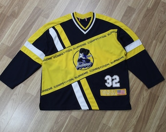 SUPREME メッシュJersey サイズs ネイビー　yellow Supreme Skate Jersey Athletic USA 32 Sports Shirt Women's Large