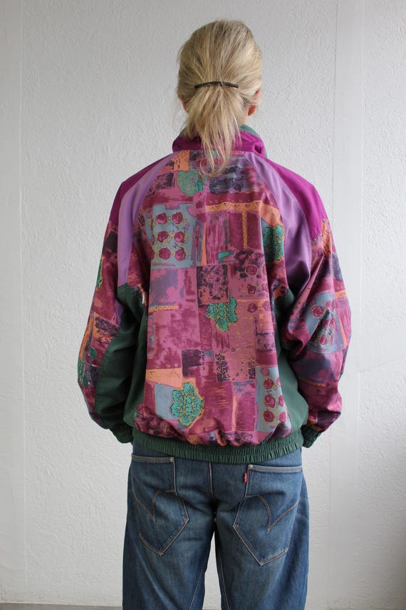 Patchwork Flower Print Windbreaker Jacket Sports … - image 3