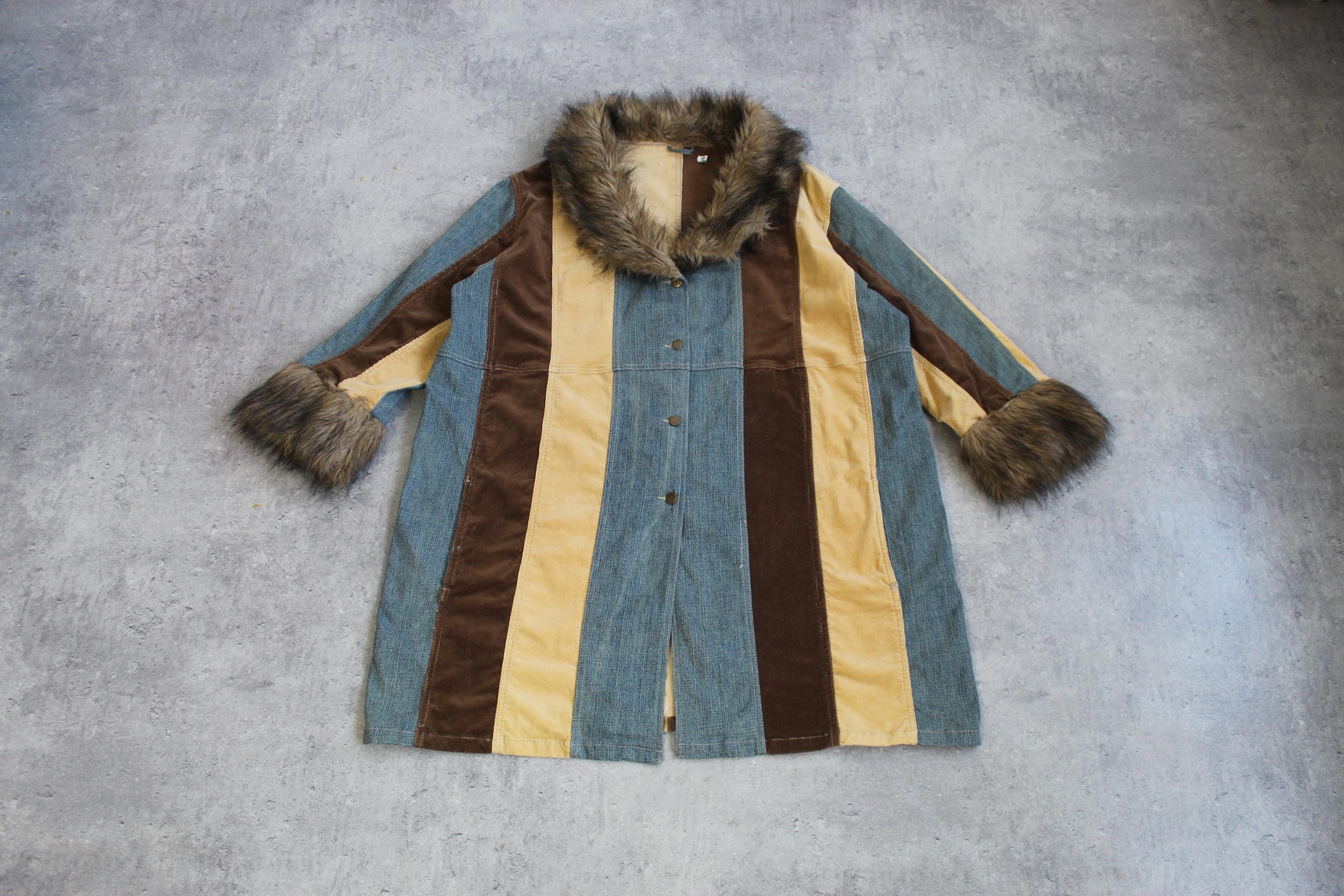 Y2k Fur Denim Jacket - Etsy