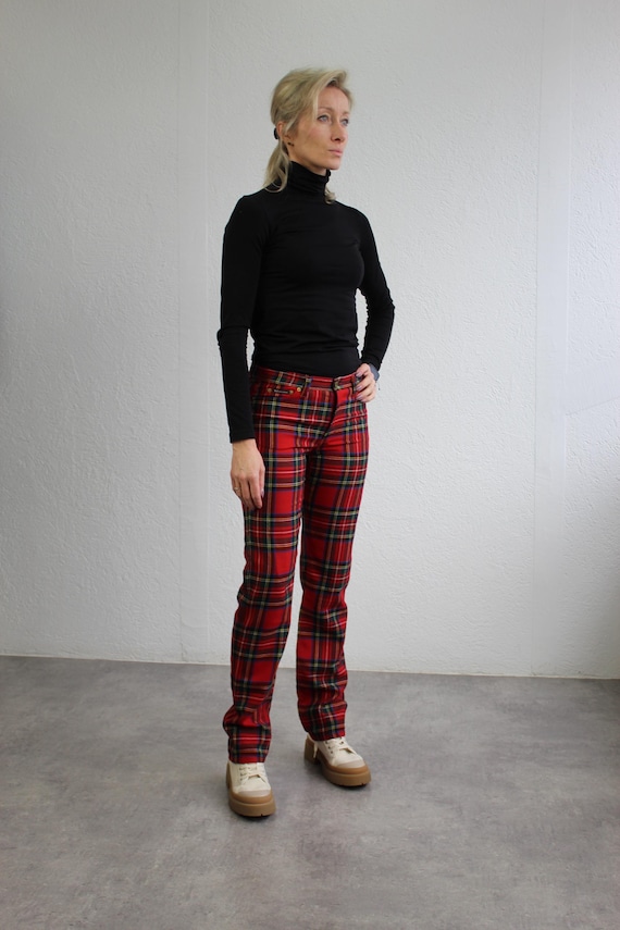 Tartan Plaid Red Pants Dolce Gabbana Wool Checkered Print Punk