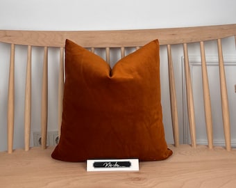 LUXURY Burnt Orange Velvet Pillow Cover | Throw Pillow Cover | 14x36 | 20x20 | Long Lumbar Pillow Cover | Cushion Cover | Body Pillow Cover|
