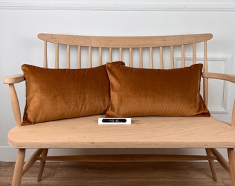 LUXURY Caramel Velvet Pillow Cover | Throw Pillow Cover | 14x36 | 20x20 | Long Lumbar Pillow Cover | Cushion Cover | Body Pillow Cover |