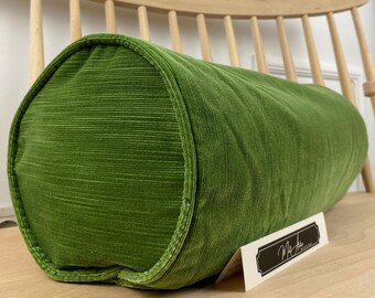 SALE! Luxury Spring Green Velvet Bolster Pillow Cover | Throw Pillow Cover | Bolster Pillow Cover| Velvet Yoga Cushion Cover | Ribbed Fabric