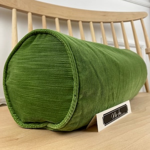 SALE! Luxury Spring Green Velvet Bolster Pillow Cover | Throw Pillow Cover | Bolster Pillow Cover| Velvet Yoga Cushion Cover | Ribbed Fabric