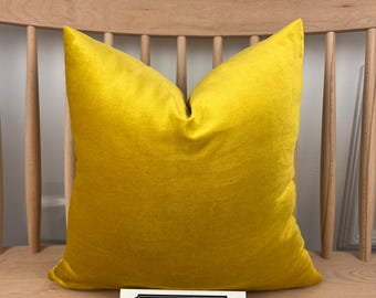 Premium Velvet Gold Yellow Pillow Cover | Throw Pillow Cover | 14x36 | 20x20 | Long Lumbar Pillow Cover | Cushion Cover | Body Pillow Cover|