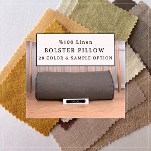 SALE! %100 Linen Bolster Pillow Cover With Piping | Linen Bolster Cover | Round Bolster Pillow Cover | Linen Yoga Cushion Cover | Any Size |