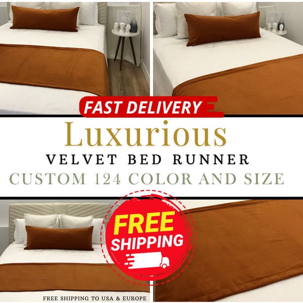 BIG SALE! Luxury Double Side Velvet Bed Runner | Bedroom Decor | Hotel Room Decor | All and Custom Size | Premium Velvet | 124 Color Option|