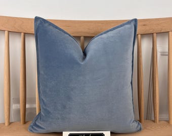 Sky Blue Velvet Pillow Cover | Custom Size and Color Throw Pillow Cover | 14x36 | 20x20 | Long Lumbar Pillow Cover | Velvet Cushion Cover |
