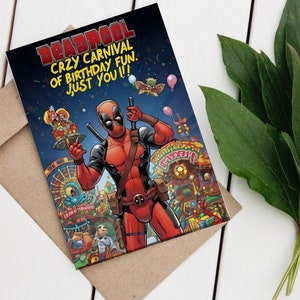 Maravilha | Aniversário do Deadpool | Cartão | Download instantâneo | Cartão de aniversário de amigo